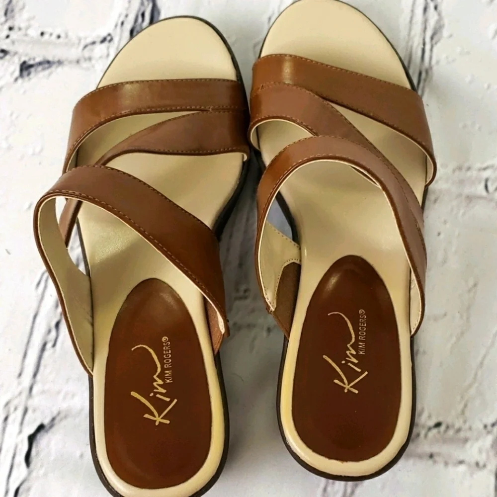 KIM Rogers Frienda Platform Wedge Sandals Brown 7 EUC